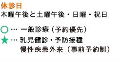 休診日木曜午後・土曜午後・日曜・祝日